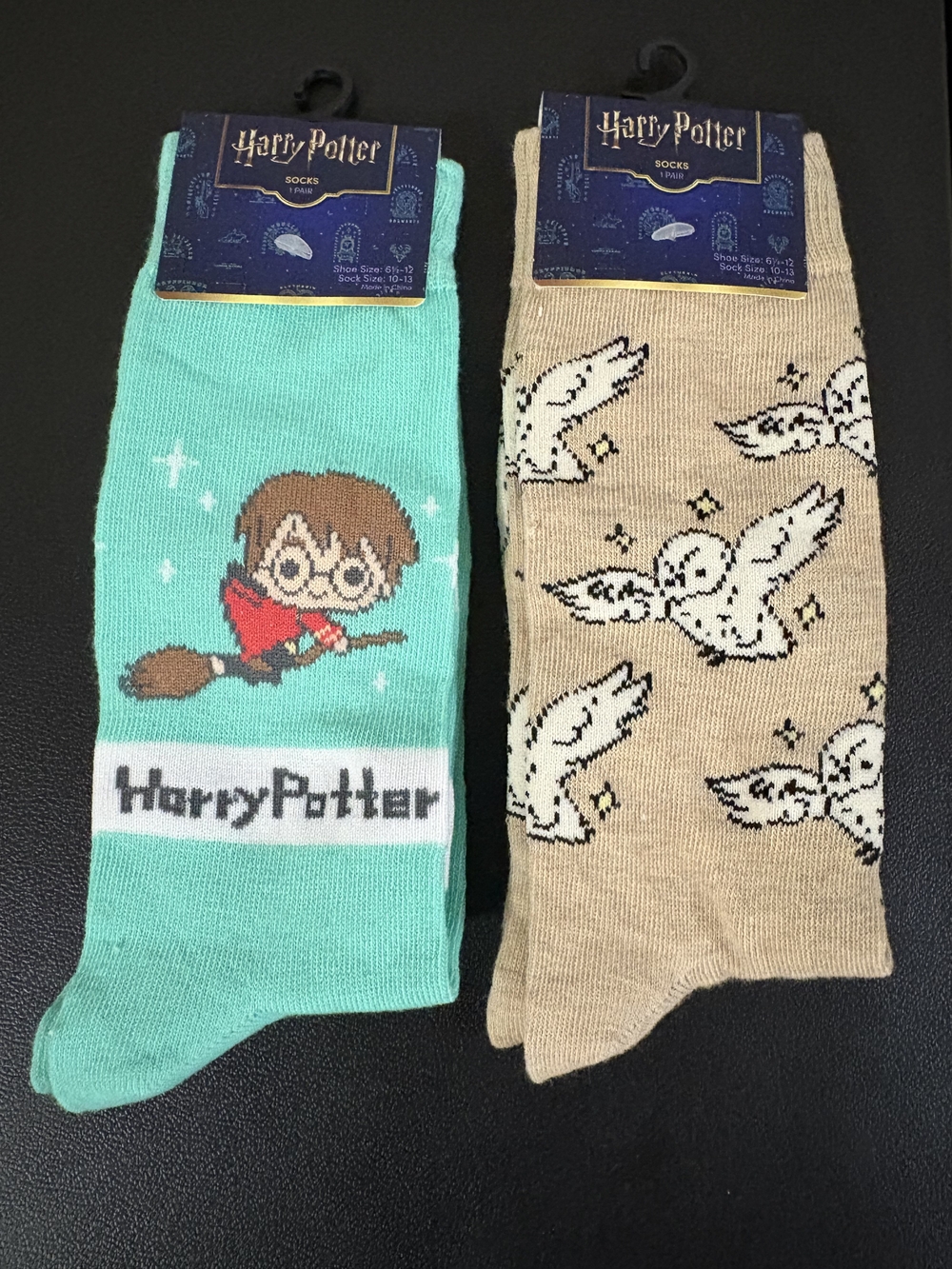 Harry Potter Men's Crew Socks - Aqua & Beige Character Duo